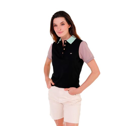 Playera tipo polo para dama Porto Blanco negro DPE-2487