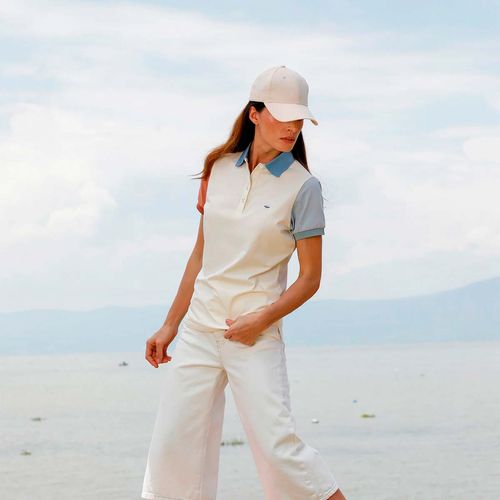 Playera tipo polo para dama Porto Blanco beige DPE-2486