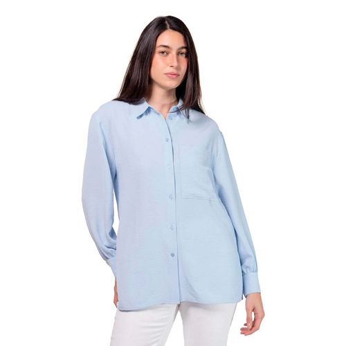 Blusa camisera Stop azul para dama 28178