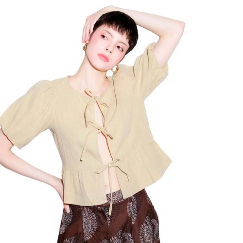 Blusa casual para dama  Lob beige DBTM1294