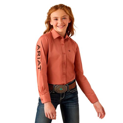 Blusa camisera Ariat naranja para jovencita 10053944