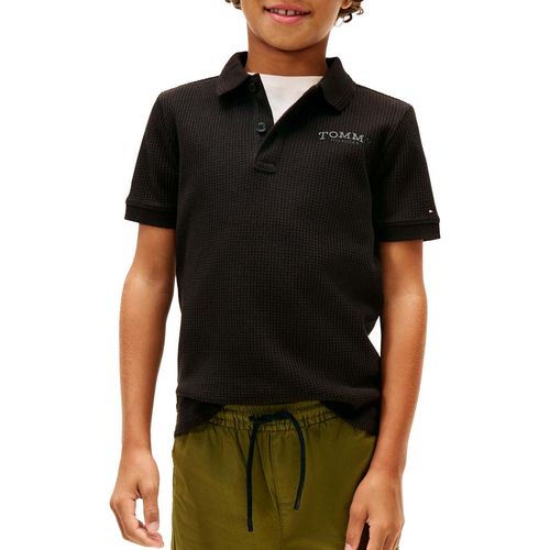 Playera tipo polo  Tommy Hilfiger negro para joven kb0kb10363-bds