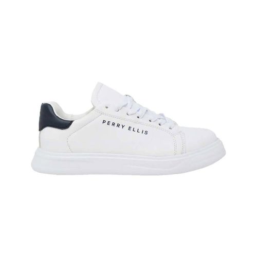Tenis casual Perry Ellis blanco para caballero PE-21060