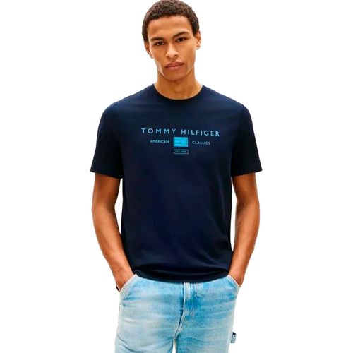 Playera Tommy Hilfiger azul para caballero MW0MW42365-DW5