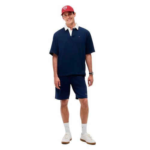 Playera tipo polo Tommy Hilfiger azul para caballero MW0MW42751-DCC