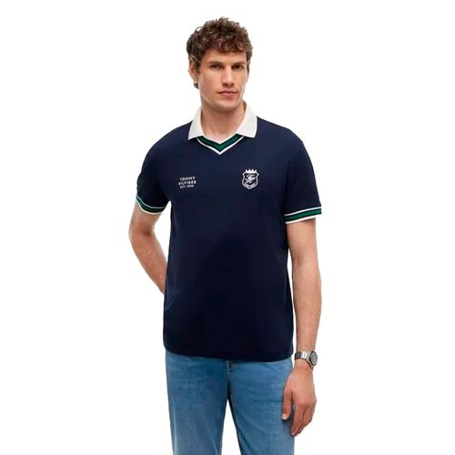 Playera tipo polo Tommy Hilfiger azul para caballero MW0MW42830-DW5