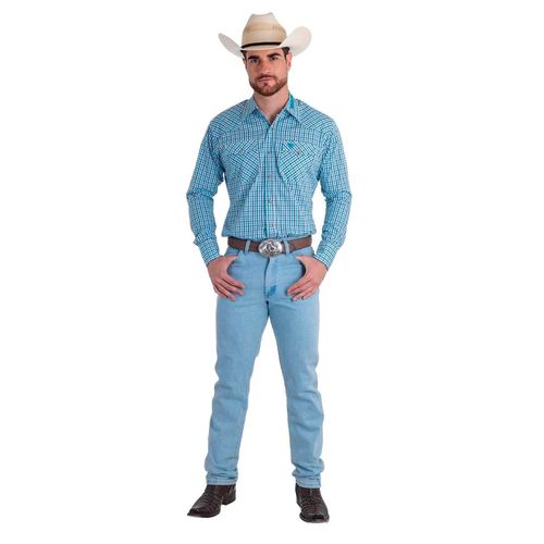 Camisa vaquera Wrangler azul para caballero 112380976