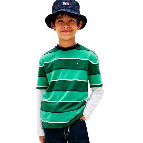 Playera Tommy Hilfiger verde para joven  KB0KB10298-L5Y