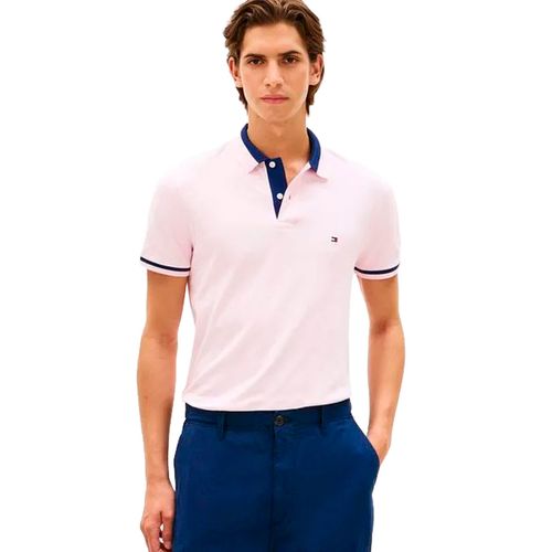 Camisa tipo polo Tommy Hilfiger rosa para caballero  MW0MW40688-TPB