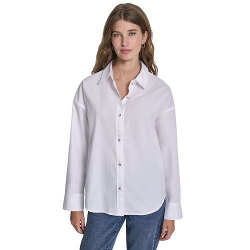 Blusa camisera Dkny blanco para dama DJ6W2171-WHT