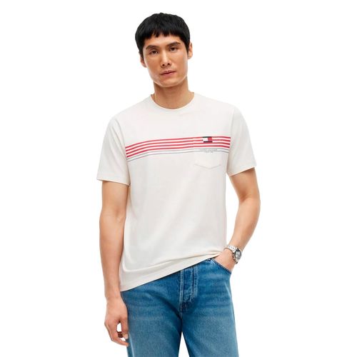 Playera Tommy Hilfiger blanco para caballero MW0MW43389-Z00
