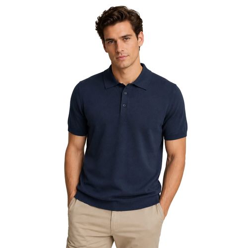 Playera tipo polo Bobois azul para caballero A61453-MAR
