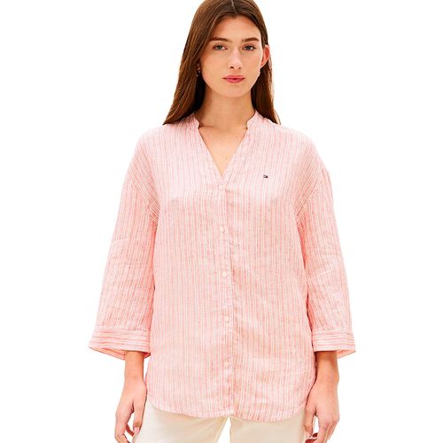 Blusa camisera Tommy Hilgifer rosa para dama  WW0WW48926-0AK