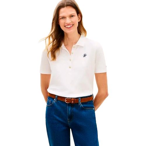 Playera tipo polo Tommy Hilgifer blanco para dama  WW0WW48818-YBL