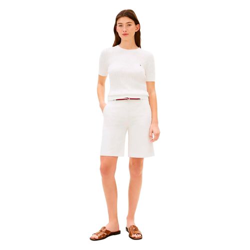 Bermuda Tommy Hilgifer blanco para dama  WW0WW49821-YBL
