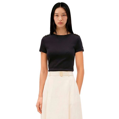 Playera Tommy Hilgifer negro para dama  WW0WW49250-BDS