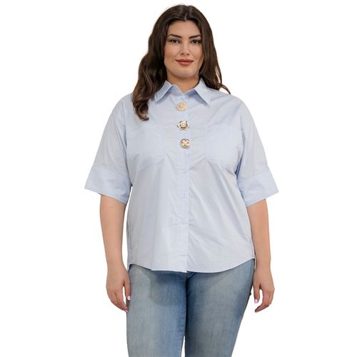 Blusa camisera Fashion Space azul para dama 3778X