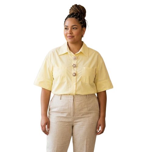 Blusa camisera Fashion Space amarillo para dama 3778X
