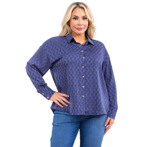 Blusa camisera Fashion Space azul para dama 5693X