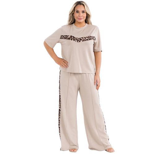 Conjunto de pants Fashion Space beige para dama 7537X
