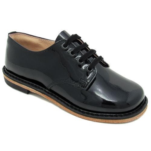 Zapato escolar de agujeta con charol para niña Mickey q503-08