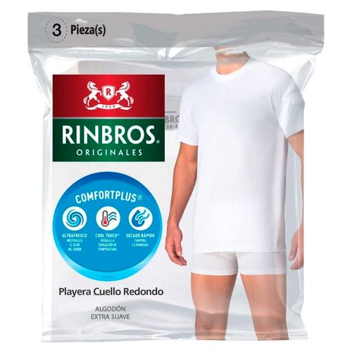 Playera Interior Para Caballero Rinbros 3 Piezas Blanco 3024C01