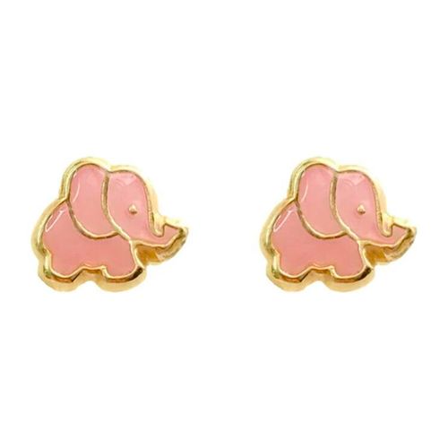Broqueles para niña Renee elefante esmaltado rosa f651