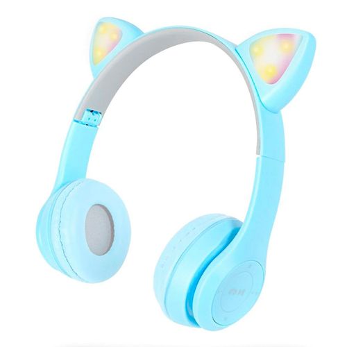 Audífono bluetooth Misik orejas de gato azul mh607