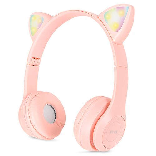Audífono bluetooth Misik orejas de gato rosa mh607