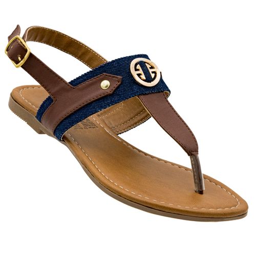Sandalia de piso Split azul para dama 1012