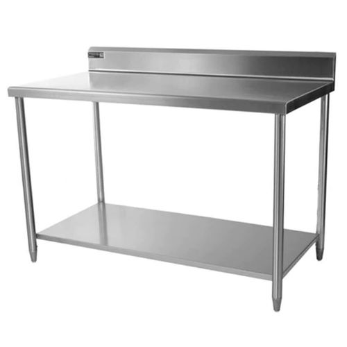 Mesa con respaldo con entrepaño de acero inoxidable Ferro 210cm 15421106