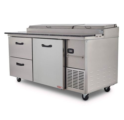 Mesa fría con granito Torrey preparación de alimentos acero inoxidable ptp21