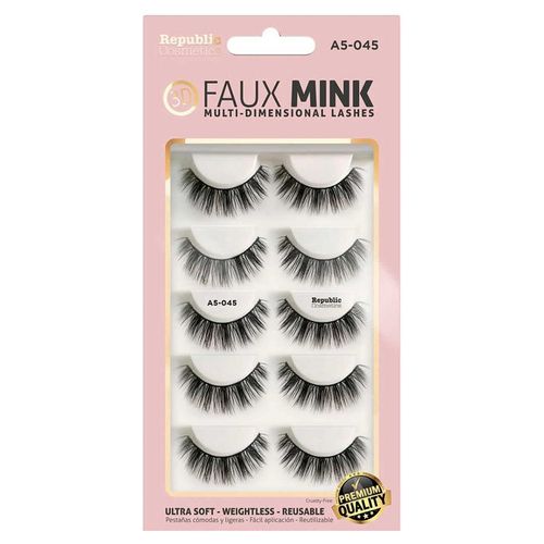 Caja De Pestañas Republic Cosmetics 3D Faux Mink Con 5 Pares A5-045