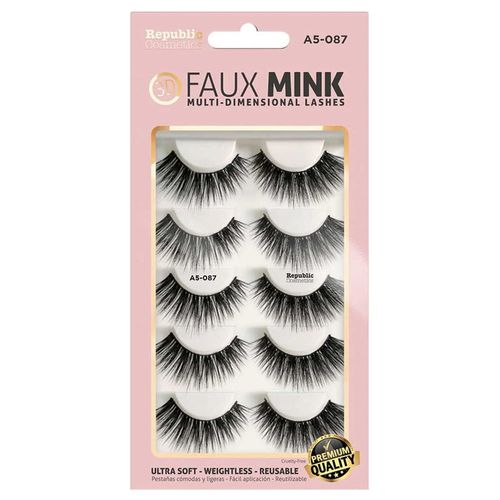 Caja De Pestañas Republic Cosmetics 3D Faux Mink Con 5 Pares A5-087