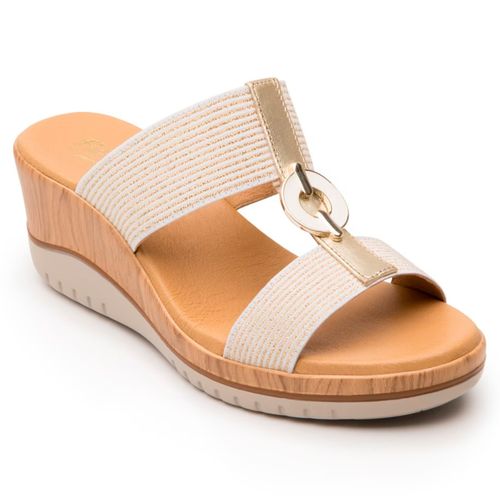 Sandalia casual Flexi dorado para dama 113306/113313