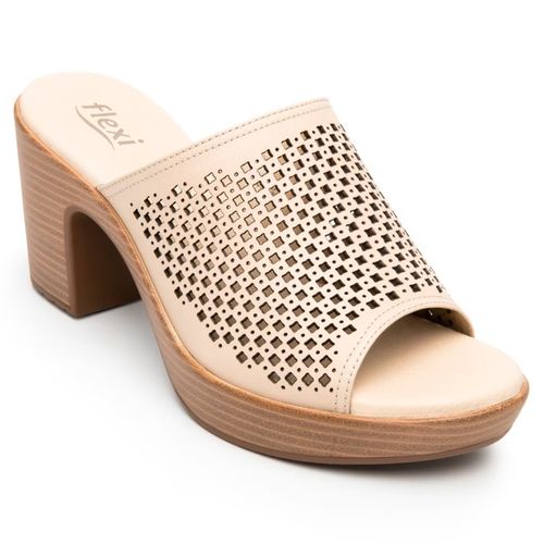 Sandalia casual Flexi beige para dama 102920