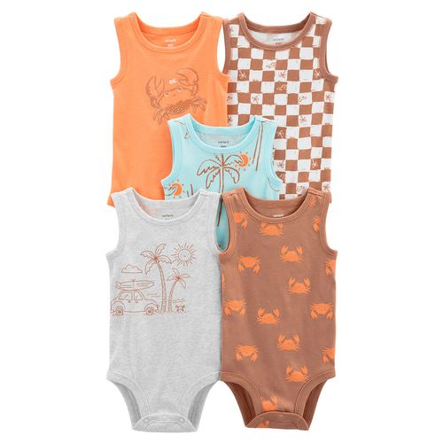 Set De 5 Body Niño Carters Naranja 1O862010