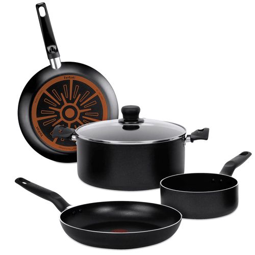 Batería De Cocina Vital T-Fal 5 Piezas Antiadherente Negro 390900