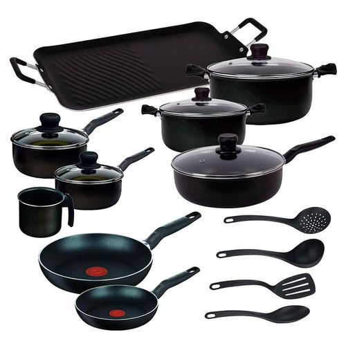 Batería De Cocina Vital T-Fal 18 Piezas Antiadherente Negro BAT18M0226100