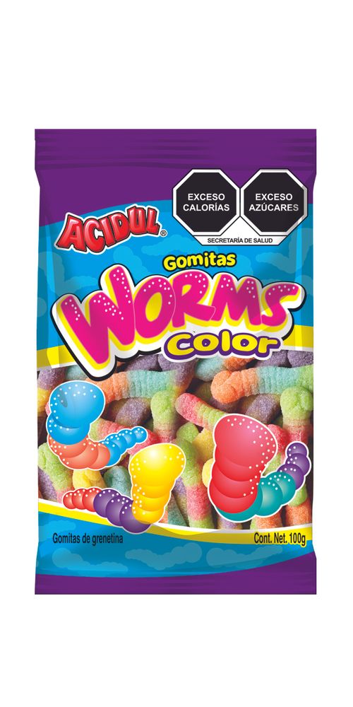 Gomitas neón sabores frutales Acidul 100 gr