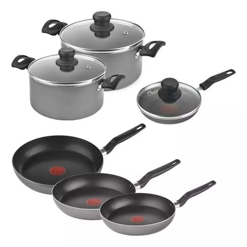 Batería De Cocina Talent 9 Piezas Tefal Gris 5819600