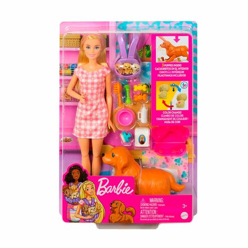 Set de muñeca cachorros nacidos Barbie multicolor hck75