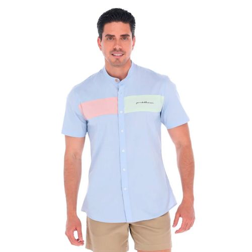 Camisa Casual Para Caballero Porto Blanco Azul MCE-2206