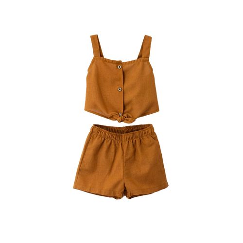 Conjunto De Short Y Playera Para Niña Choys Café 8278