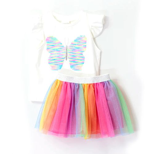 Conjunto De Playera Y Falda Para Niña Choys Multicolor 8663