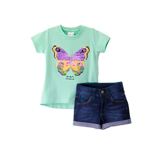 Conjunto De Playera Y Short Para Niña Choys Verde 8256